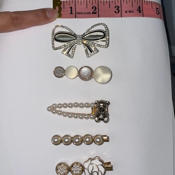 Set of 5 Bow & Rose Hair Clips - Picture 6 of 7